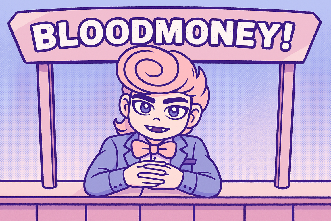 BLOODMONEY Game Cover - Psychological Horror Clicker Game BLOODMONEY - The Darkest Clicker Game Cover